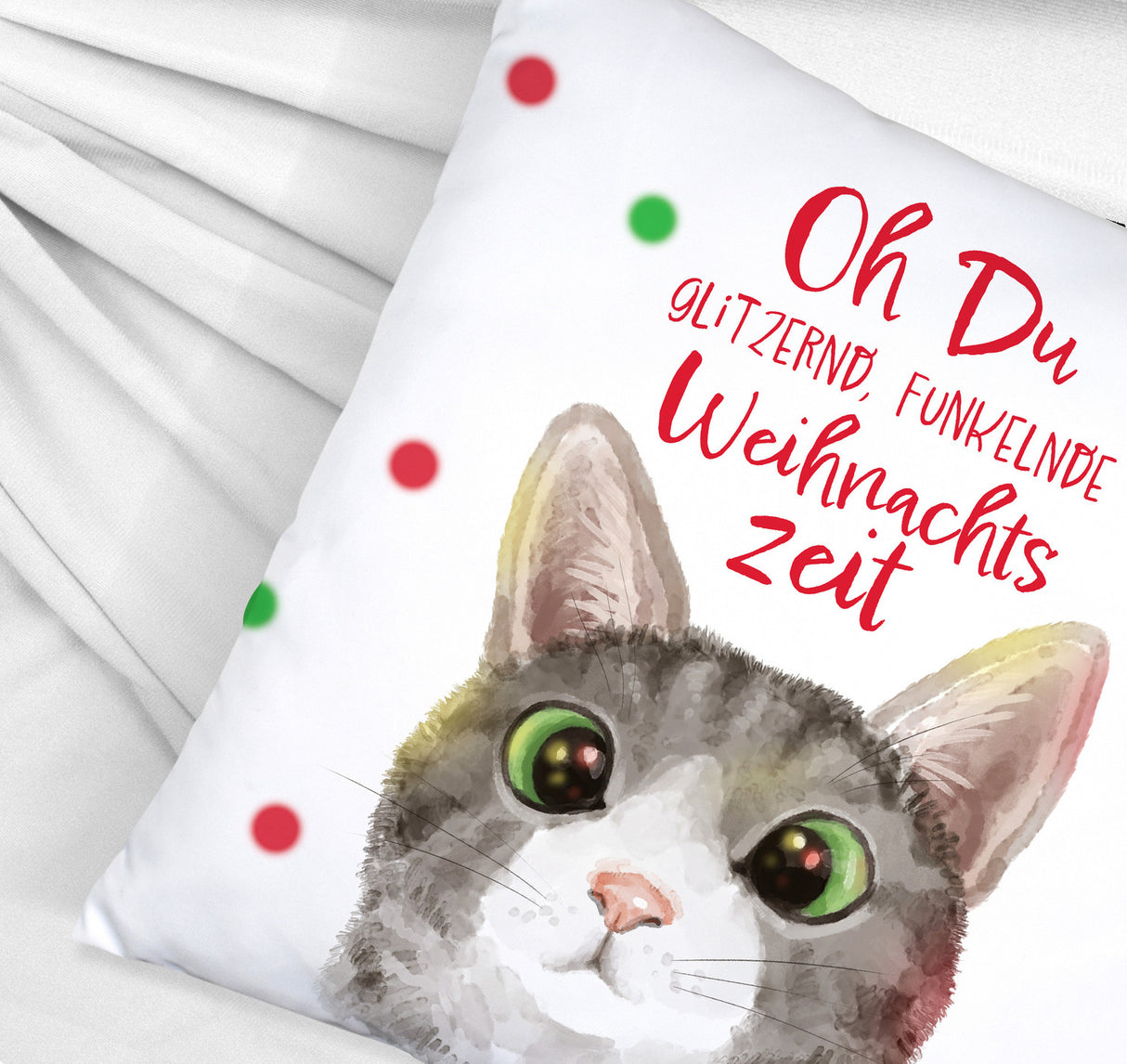 Oh Du glitzernd funkelnde Weihnachtszeit Katze Kissen