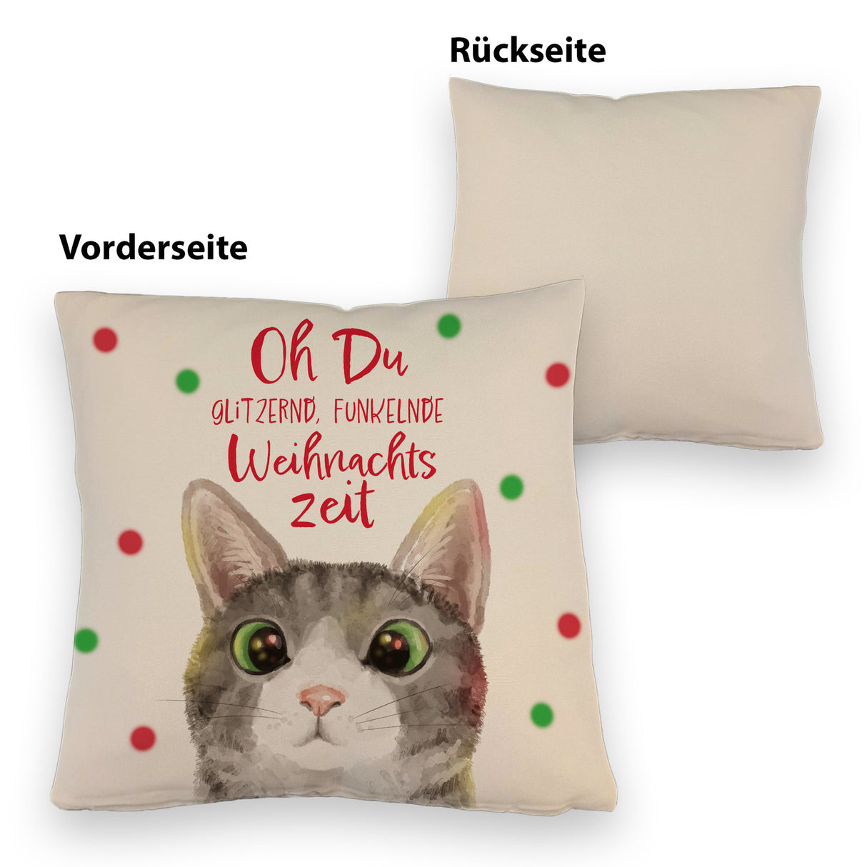 Oh Du glitzernd funkelnde Weihnachtszeit Katze Kissen