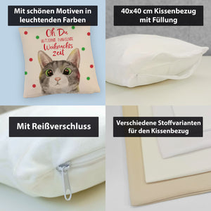 Oh Du glitzernd funkelnde Weihnachtszeit Katze Kissen