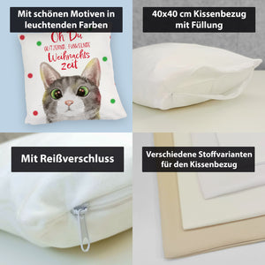 Oh Du glitzernd funkelnde Weihnachtszeit Katze Kissen