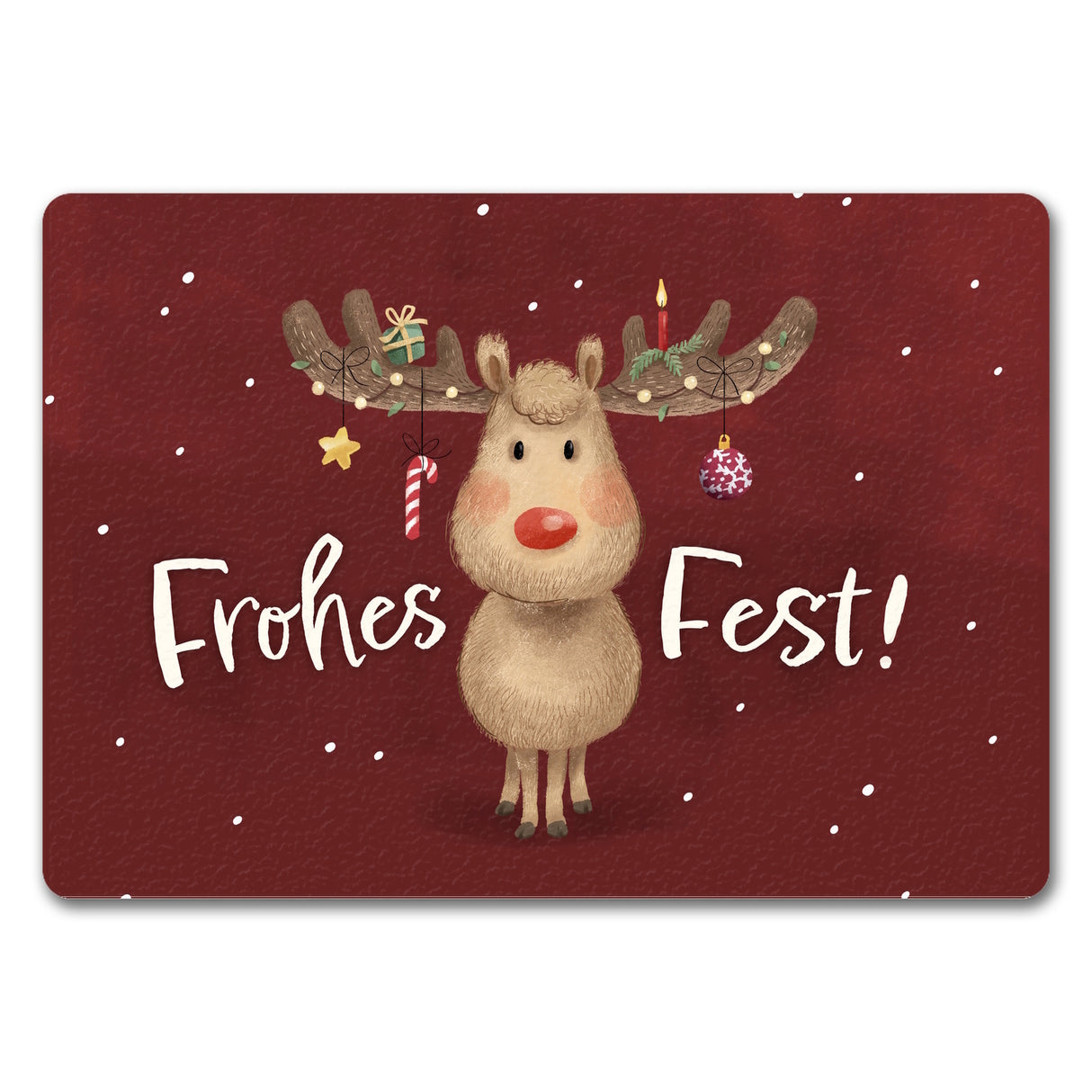 Frohes Fest Rentier mit Weihnachtsschmuck Fußmatte in 35x50 cm