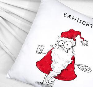 Weihnachtsmann am Naschen Kissen mit Spruch Erwischt