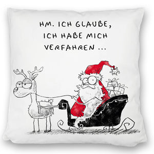 Weihnachtsmann am Naschen Kissen mit Spruch Erwischt
