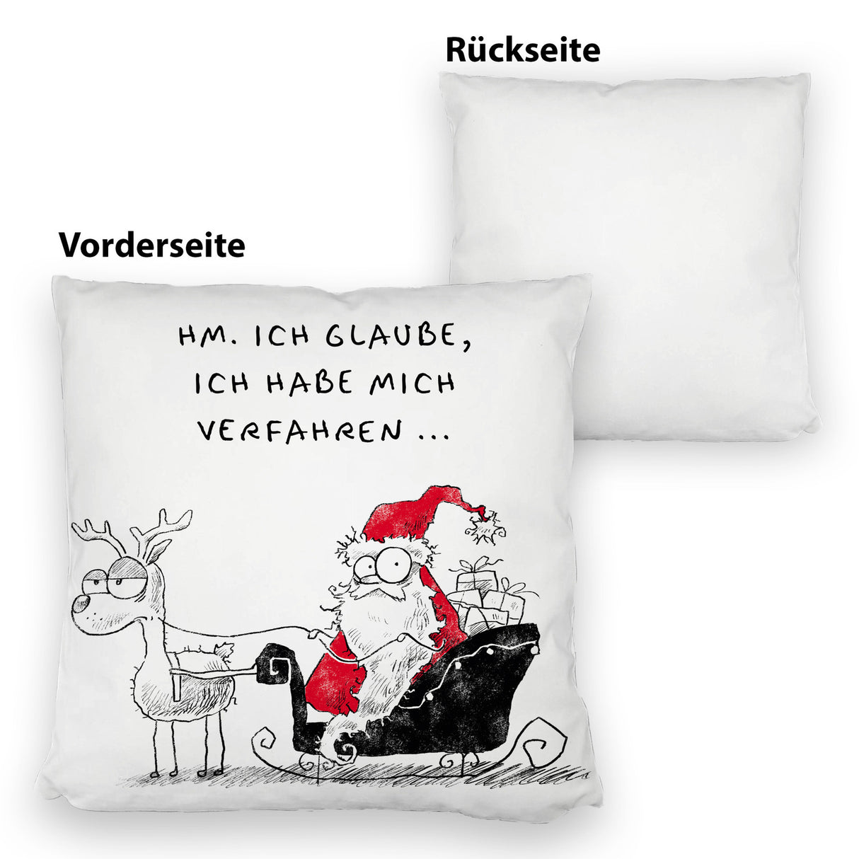 Weihnachtsmann am Naschen Kissen mit Spruch Erwischt