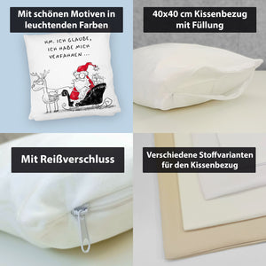 Weihnachtsmann am Naschen Kissen mit Spruch Erwischt