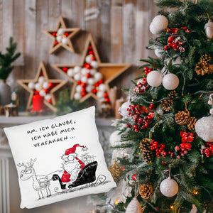 Weihnachtsmann am Naschen Kissen mit Spruch Erwischt