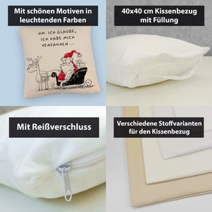 Weihnachtsmann am Naschen Kissen mit Spruch Erwischt