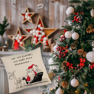 Weihnachtsmann am Naschen Kissen mit Spruch Erwischt