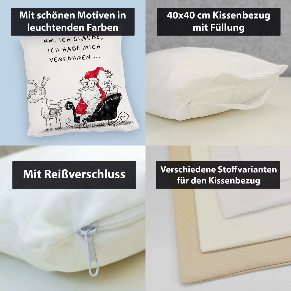 Weihnachtsmann am Naschen Kissen mit Spruch Erwischt