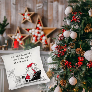 Weihnachtsmann am Naschen Kissen mit Spruch Erwischt