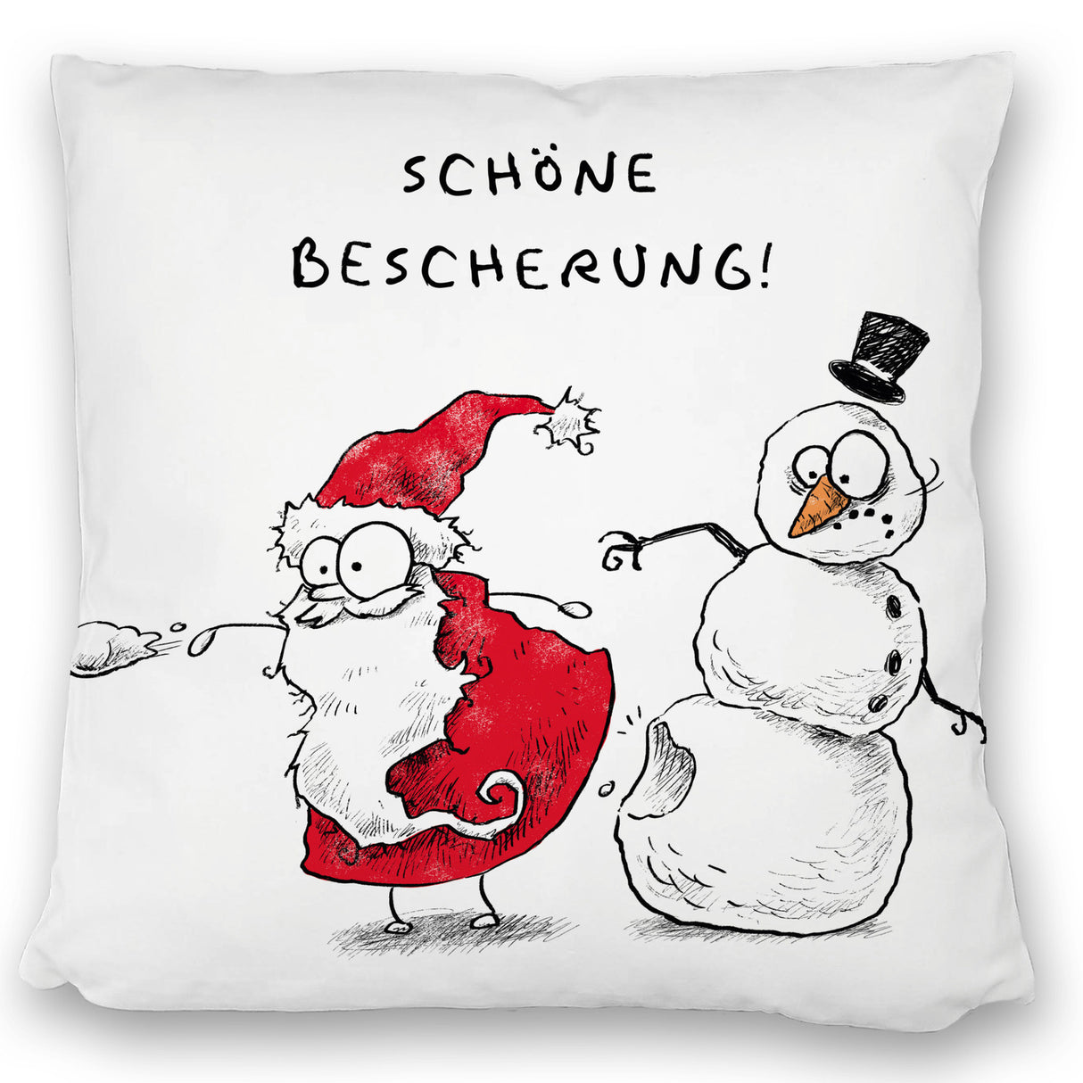 Weihnachtsmann am Naschen Kissen mit Spruch Erwischt