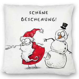 Weihnachtsmann am Naschen Kissen mit Spruch Erwischt