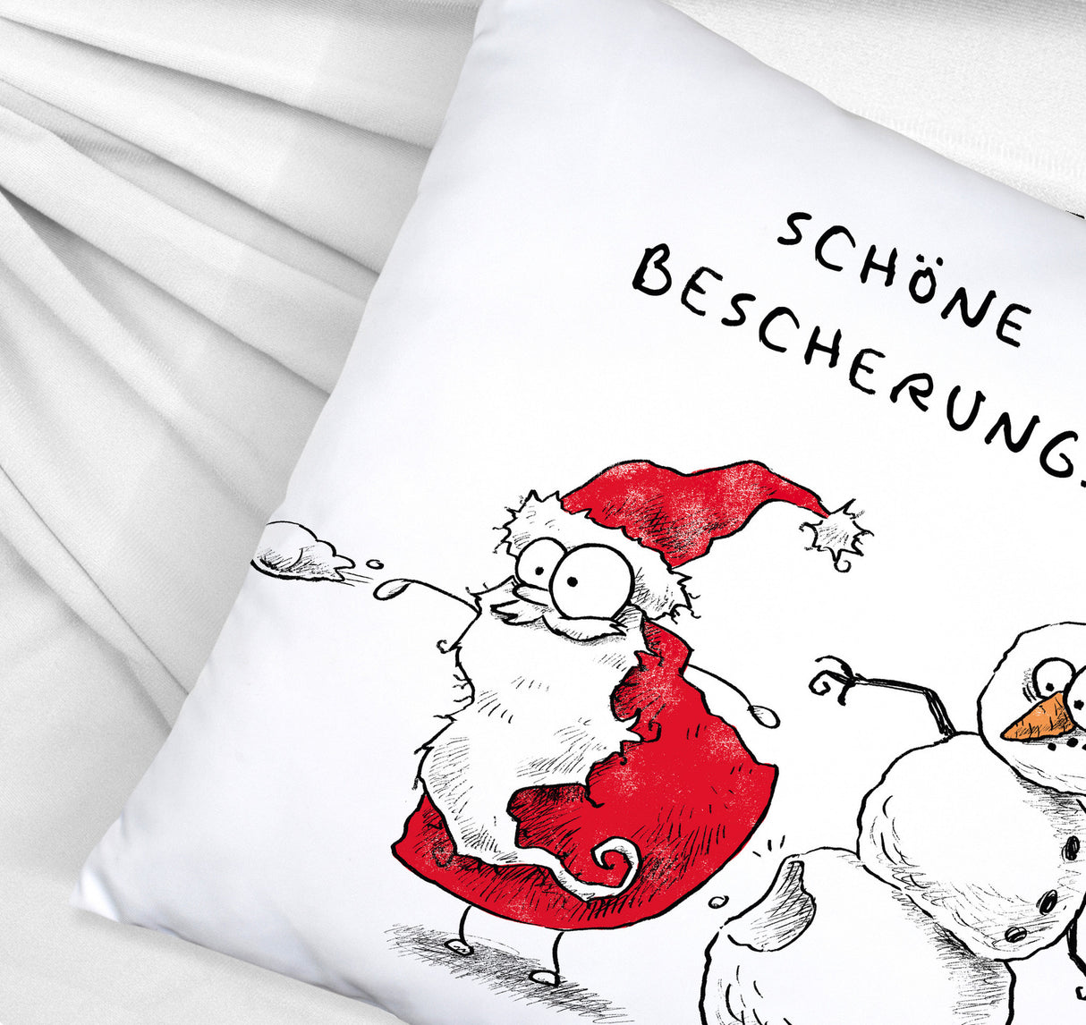 Weihnachtsmann am Naschen Kissen mit Spruch Erwischt