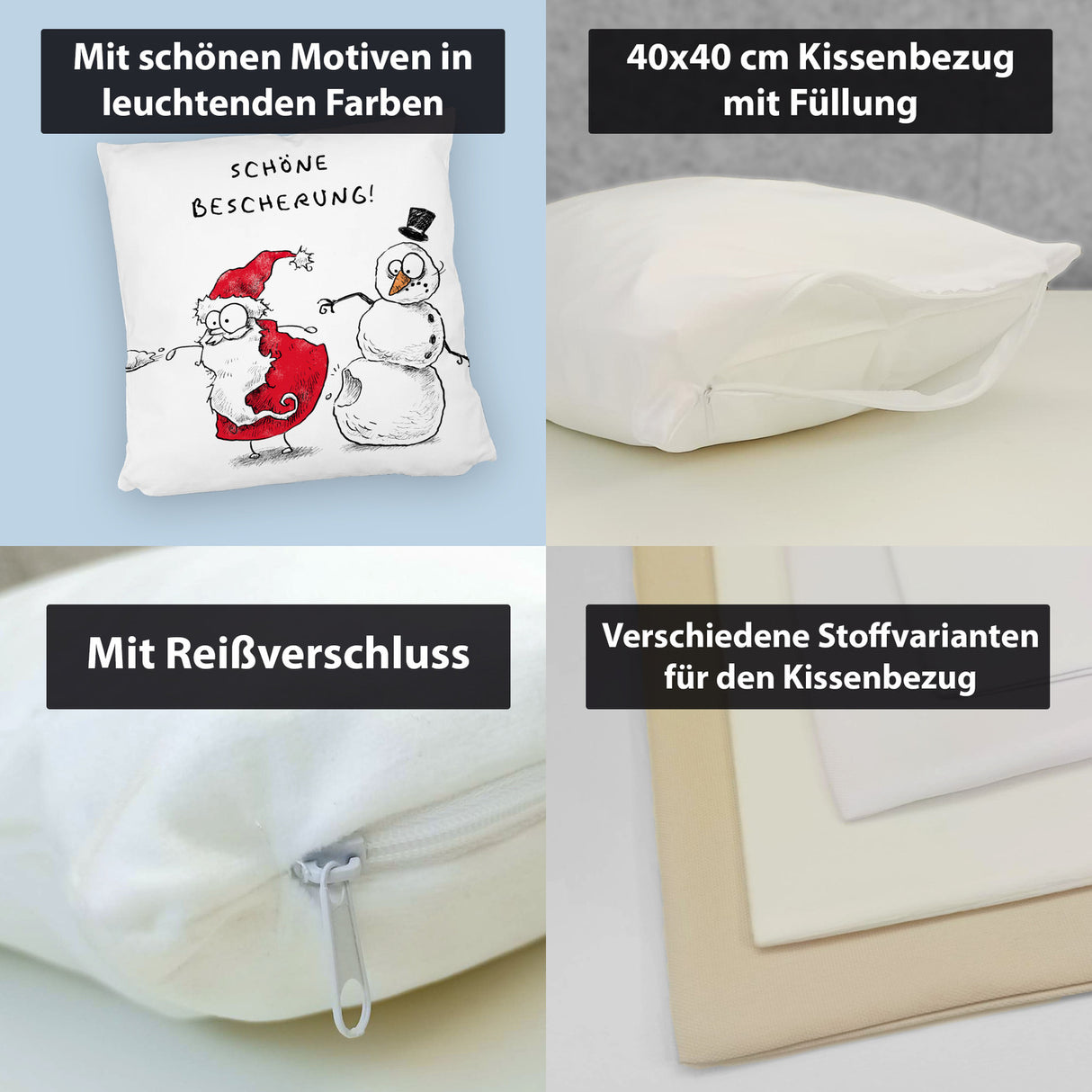 Weihnachtsmann am Naschen Kissen mit Spruch Erwischt