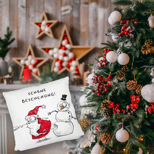 Weihnachtsmann am Naschen Kissen mit Spruch Erwischt