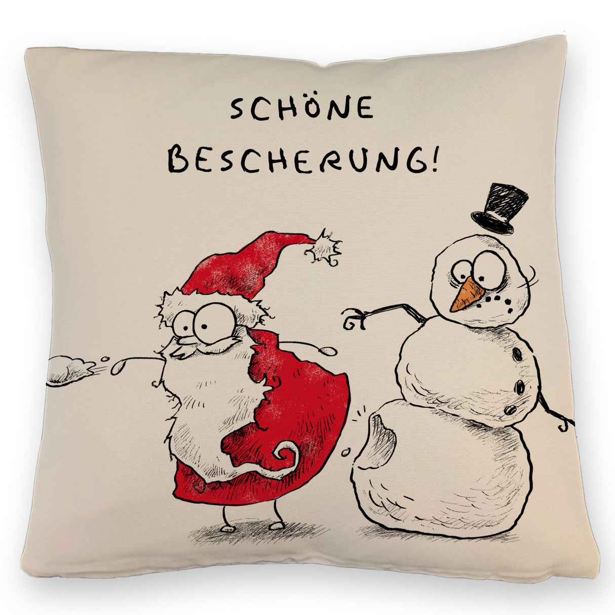 Weihnachtsmann am Naschen Kissen mit Spruch Erwischt