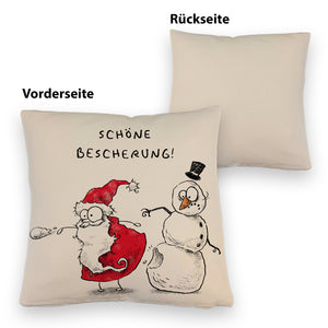 Weihnachtsmann am Naschen Kissen mit Spruch Erwischt