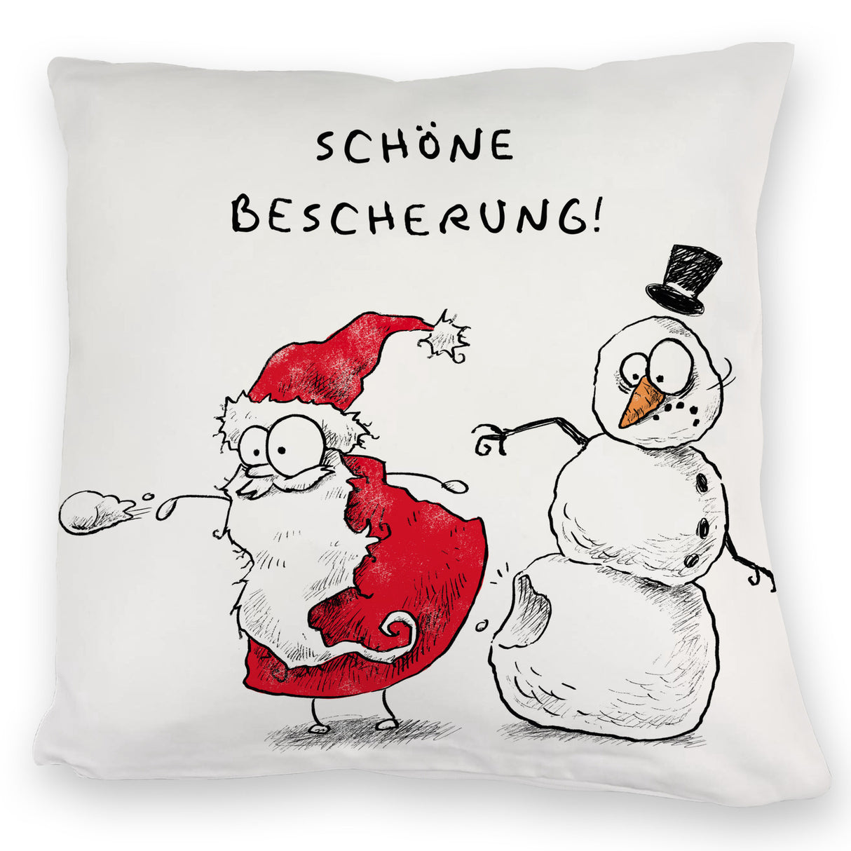 Weihnachtsmann am Naschen Kissen mit Spruch Erwischt
