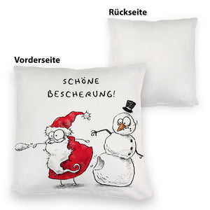 Weihnachtsmann am Naschen Kissen mit Spruch Erwischt