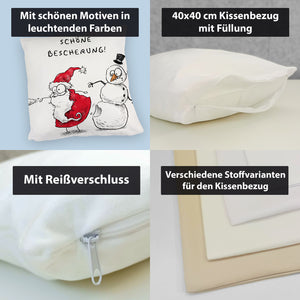 Weihnachtsmann am Naschen Kissen mit Spruch Erwischt