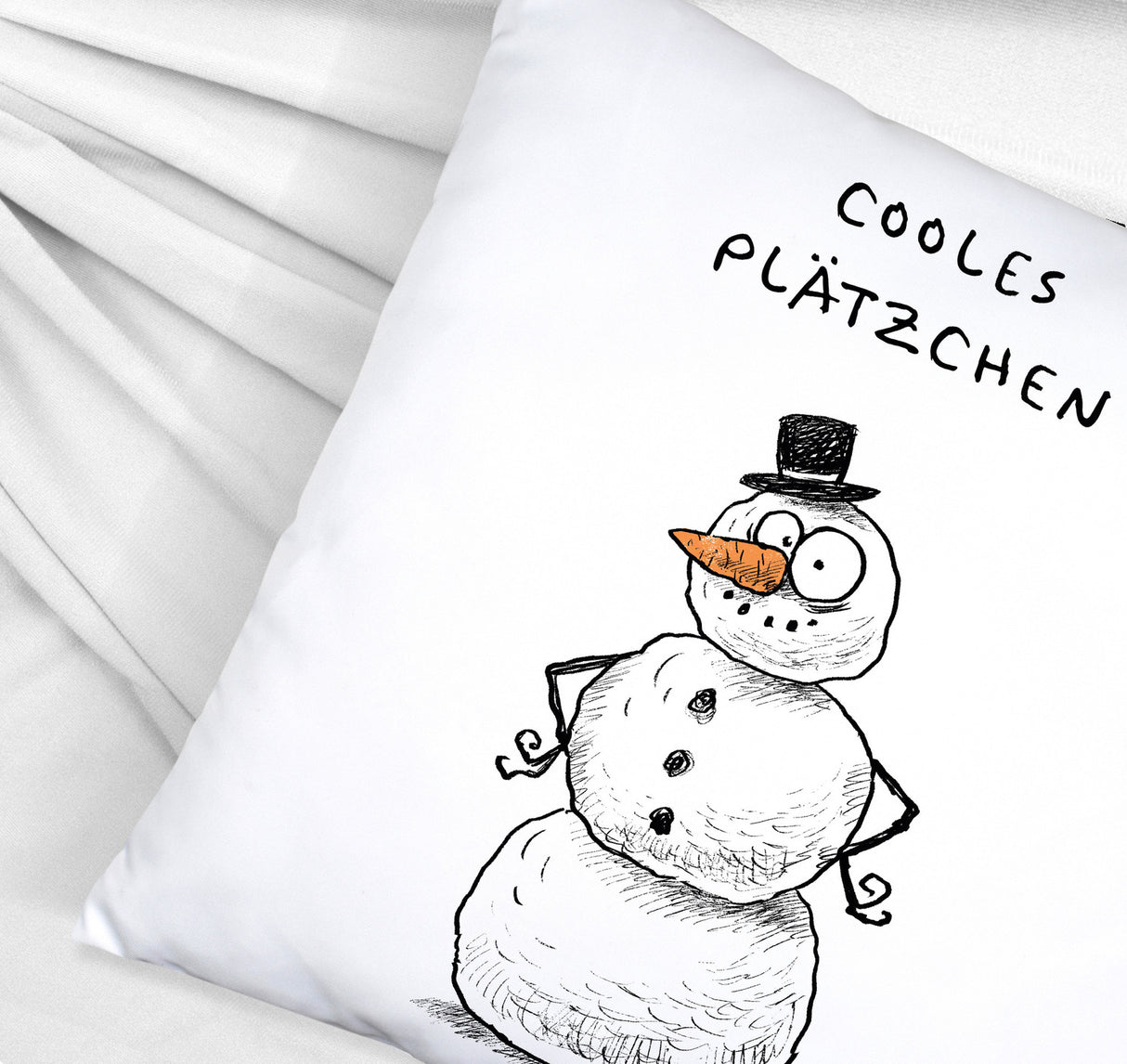 Weihnachtsmann am Naschen Kissen mit Spruch Erwischt