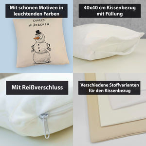 Weihnachtsmann am Naschen Kissen mit Spruch Erwischt