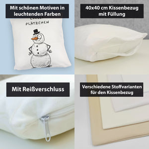 Weihnachtsmann am Naschen Kissen mit Spruch Erwischt
