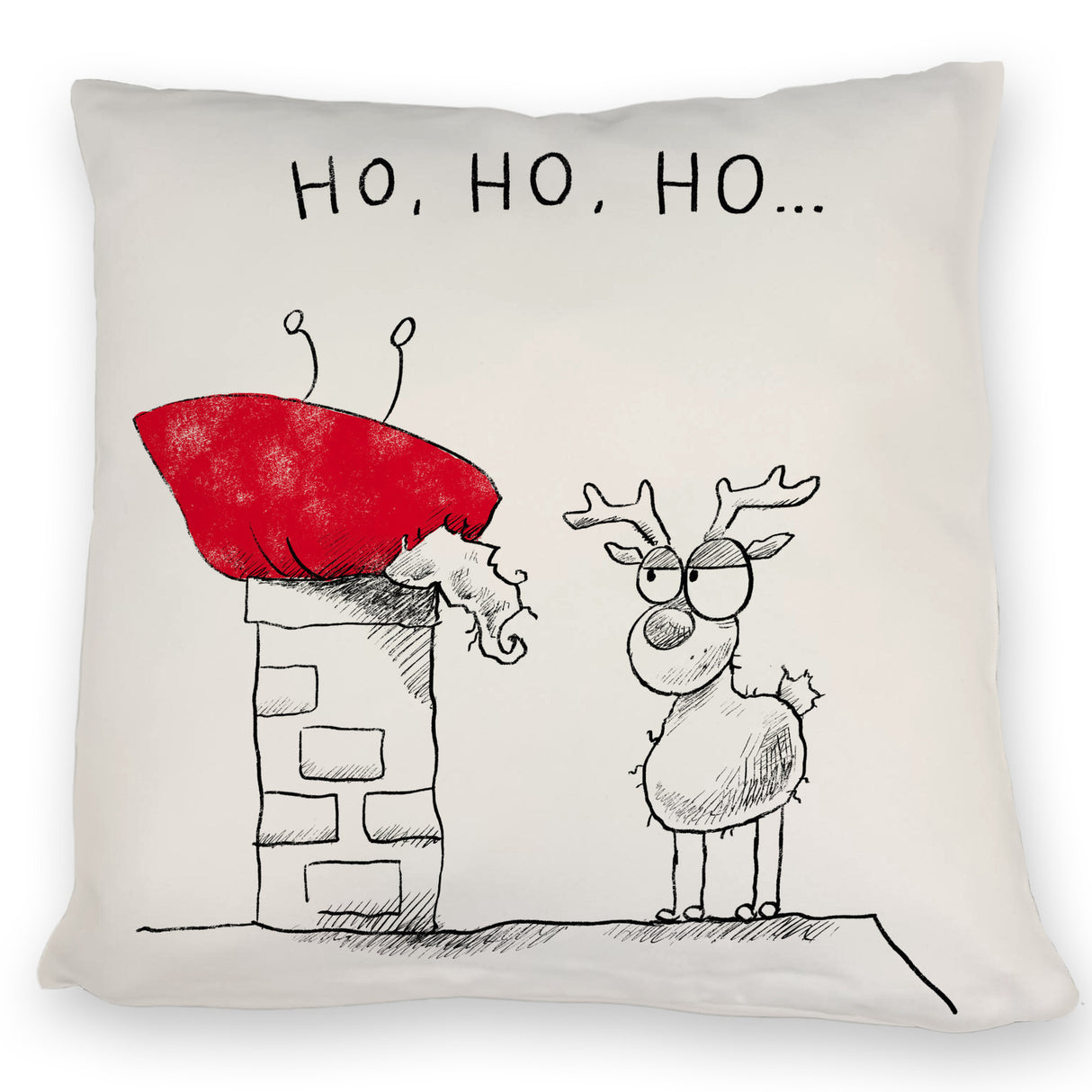 Weihnachtsmann am Naschen Kissen mit Spruch Erwischt