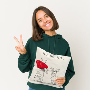 Weihnachtsmann am Naschen Kissen mit Spruch Erwischt