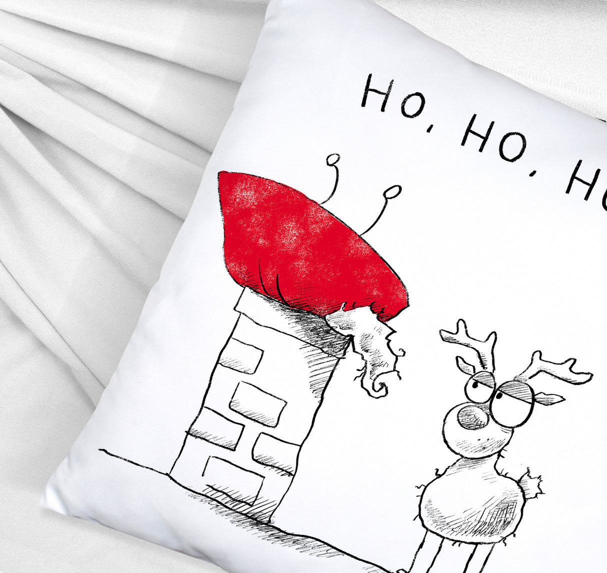 Weihnachtsmann am Naschen Kissen mit Spruch Erwischt