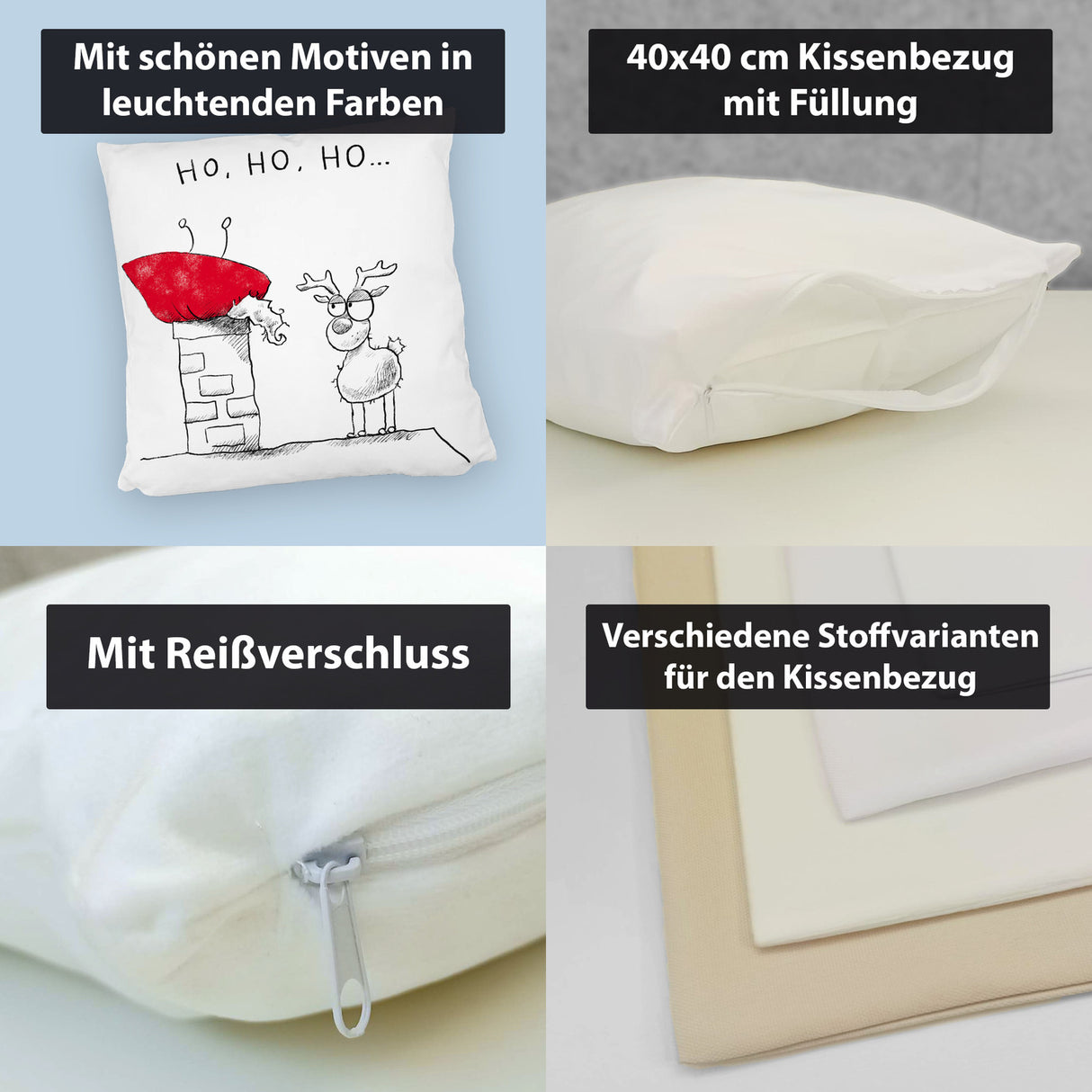 Weihnachtsmann am Naschen Kissen mit Spruch Erwischt