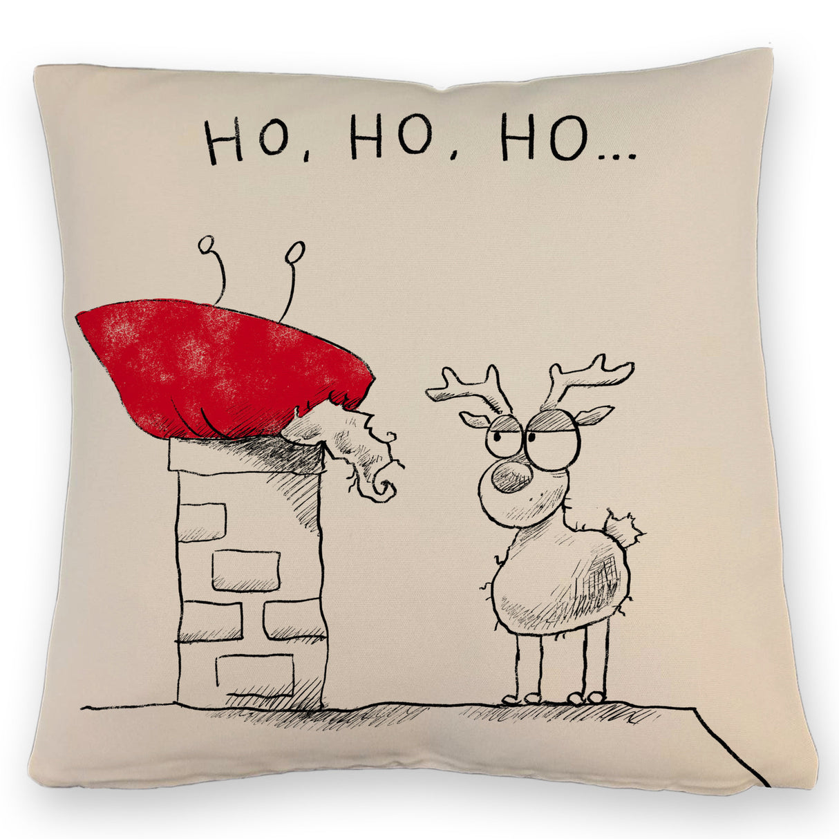 Weihnachtsmann am Naschen Kissen mit Spruch Erwischt