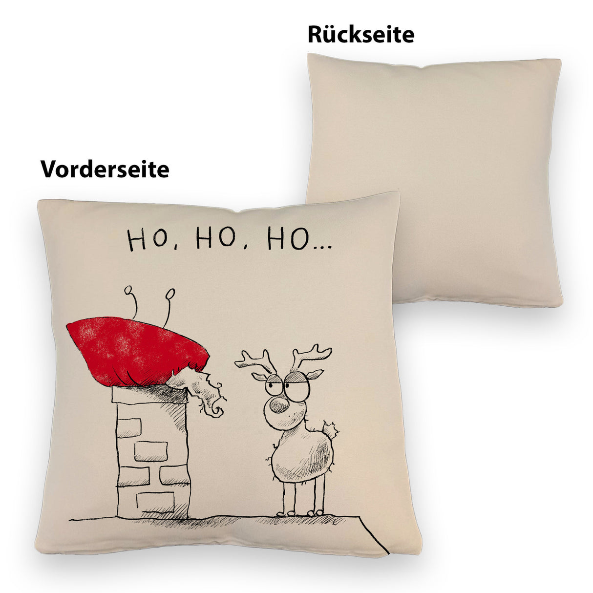 Weihnachtsmann am Naschen Kissen mit Spruch Erwischt