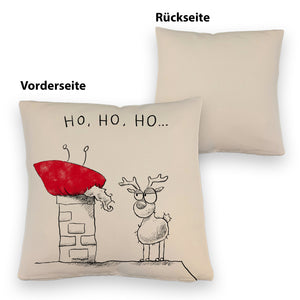 Weihnachtsmann am Naschen Kissen mit Spruch Erwischt