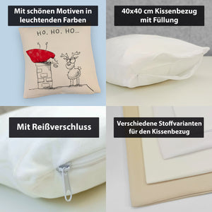 Weihnachtsmann am Naschen Kissen mit Spruch Erwischt