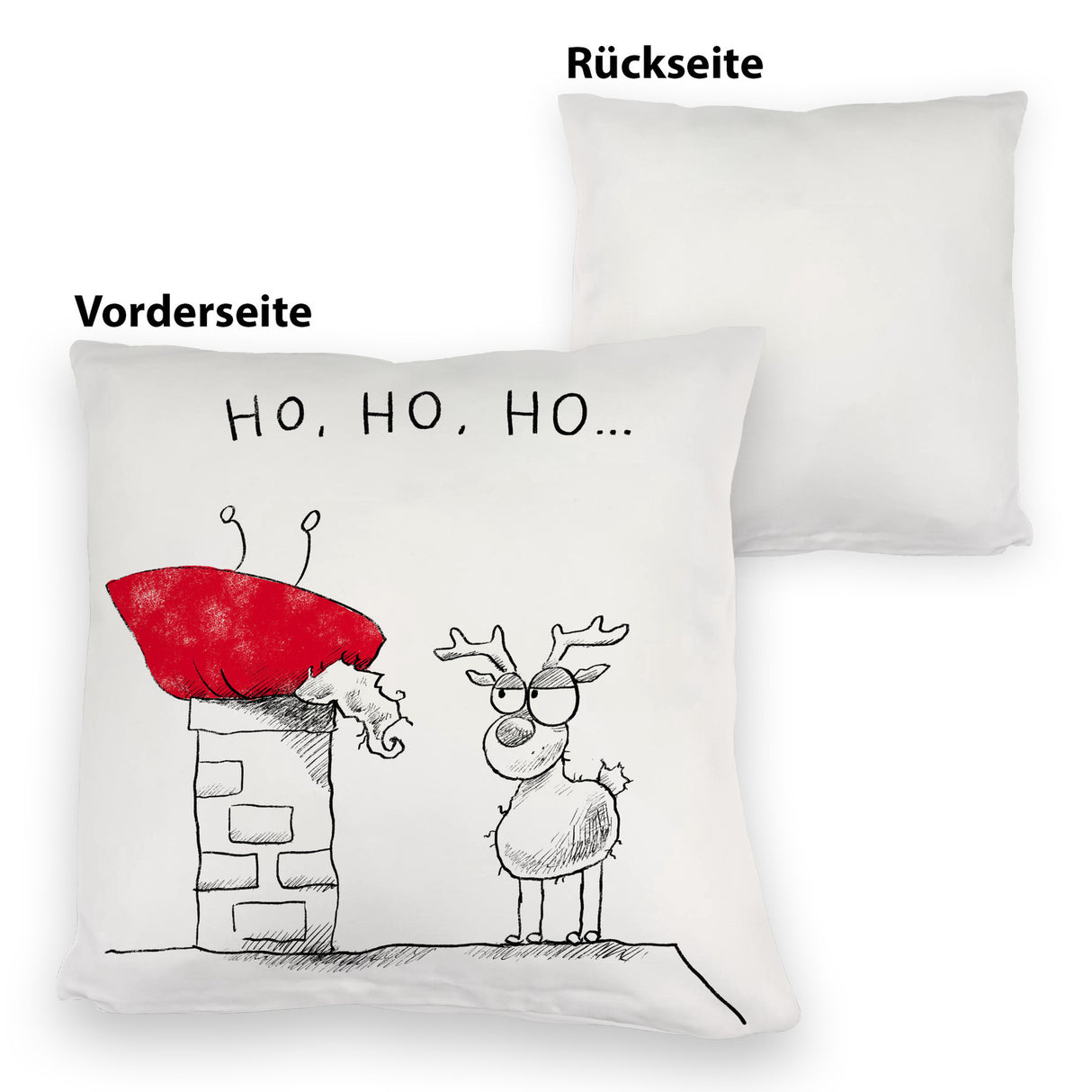 Weihnachtsmann am Naschen Kissen mit Spruch Erwischt