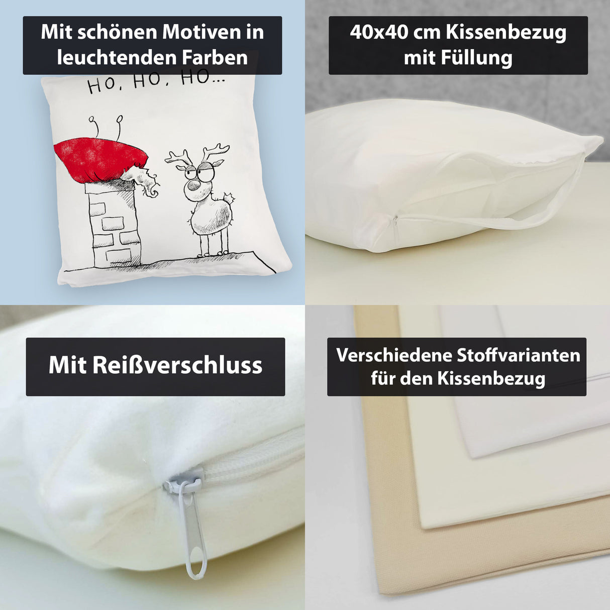Weihnachtsmann am Naschen Kissen mit Spruch Erwischt