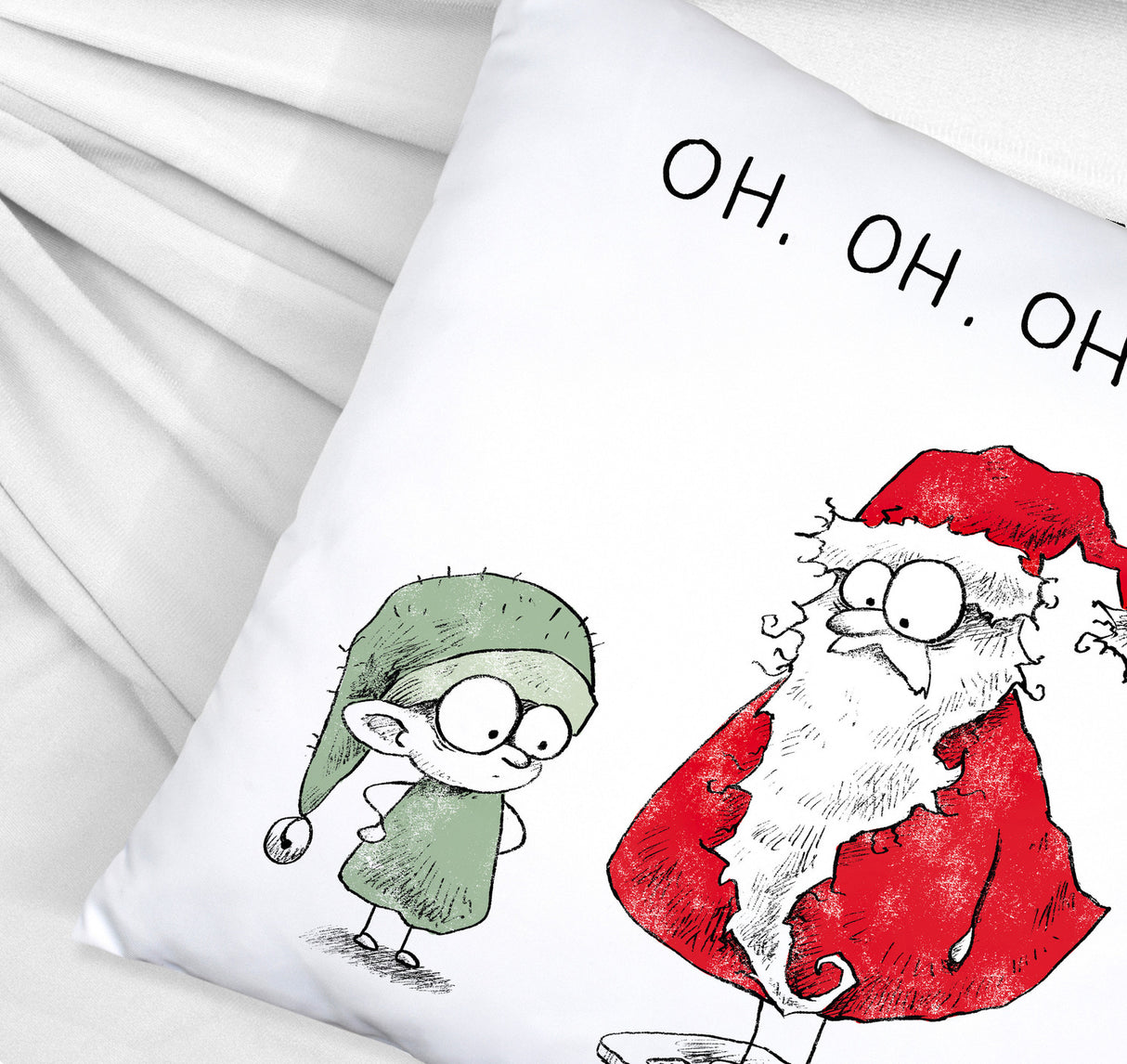 Weihnachtsmann am Naschen Kissen mit Spruch Erwischt