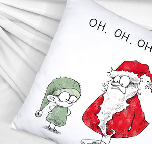 Weihnachtsmann am Naschen Kissen mit Spruch Erwischt