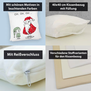 Weihnachtsmann am Naschen Kissen mit Spruch Erwischt
