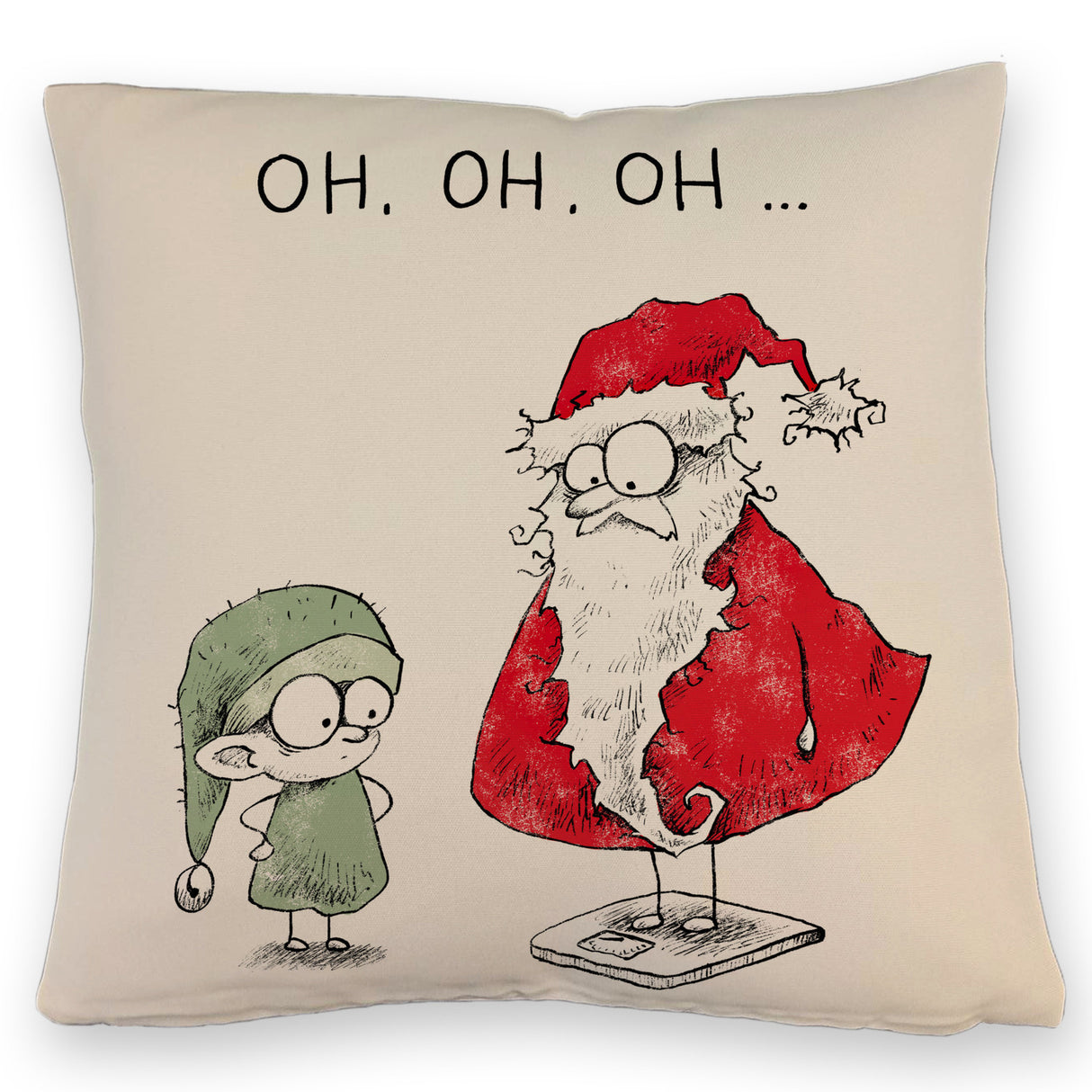 Weihnachtsmann am Naschen Kissen mit Spruch Erwischt
