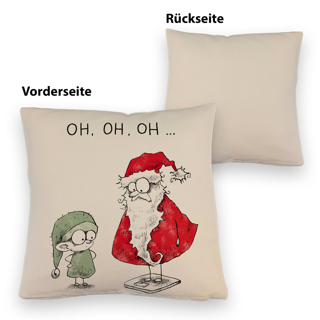Weihnachtsmann am Naschen Kissen mit Spruch Erwischt