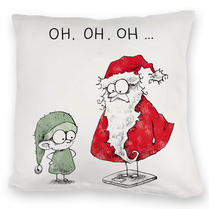 Weihnachtsmann am Naschen Kissen mit Spruch Erwischt