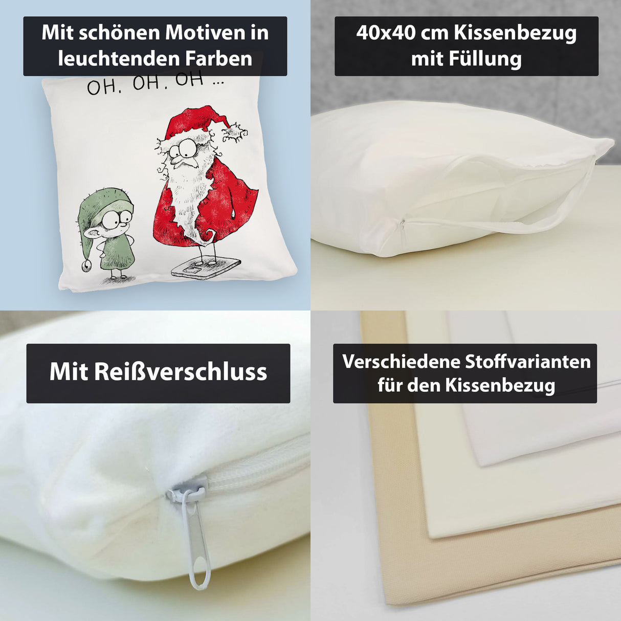 Weihnachtsmann am Naschen Kissen mit Spruch Erwischt