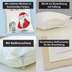 Weihnachtsmann am Naschen Kissen mit Spruch Erwischt