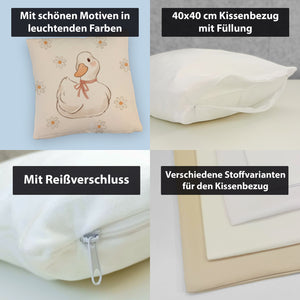 Ente mit Blumen Kissen