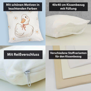 Ente mit Blumen Kissen