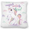 Einhorn Kissen mit Spruch Magisch wild und frei