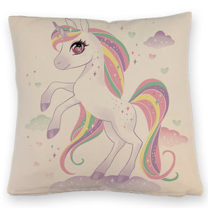 Einhorn Kissen mit Spruch Magisch wild und frei