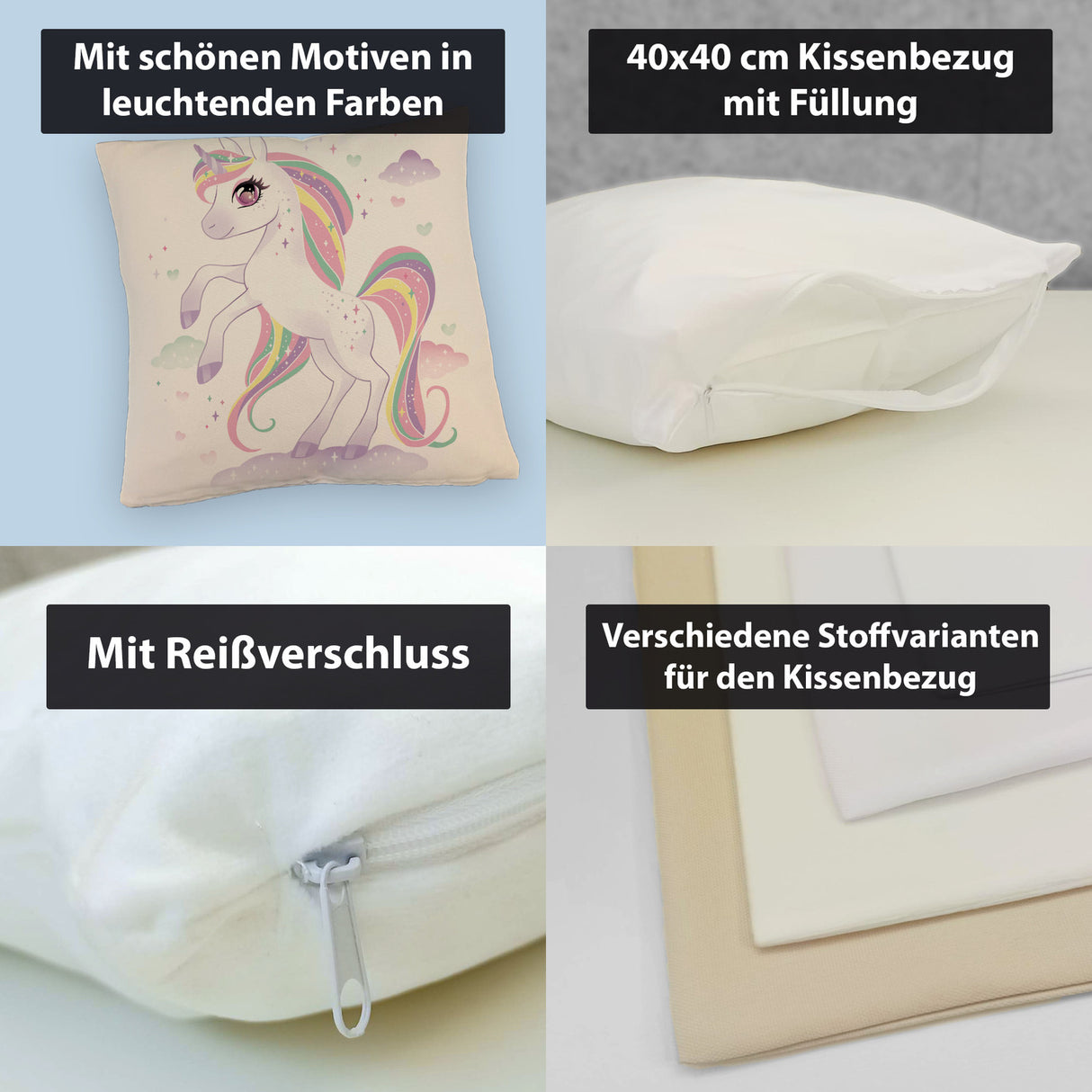 Einhorn Kissen mit Spruch Magisch wild und frei